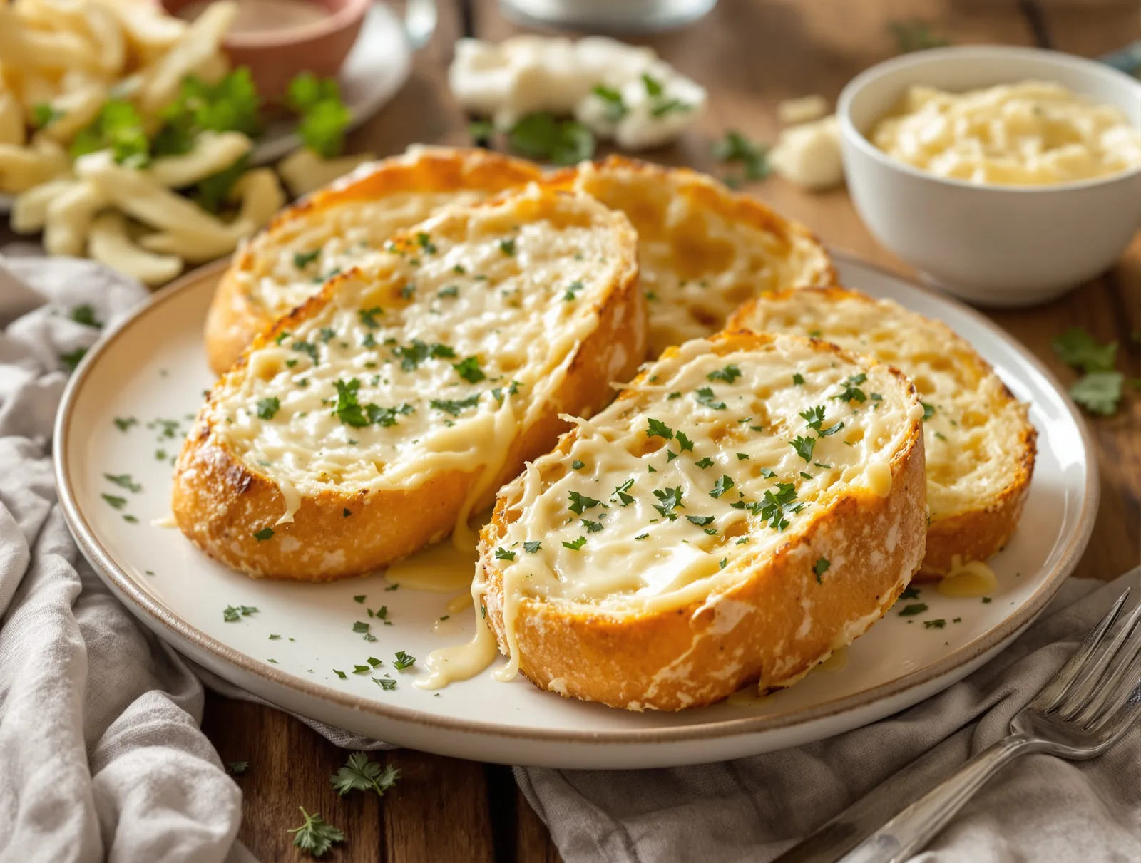 Zapečené bagety s cesnakovo-parmezánovým maslom