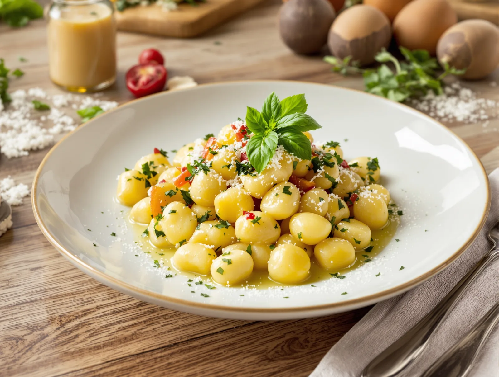 Bazalkové zemiakové noky s parmezánom