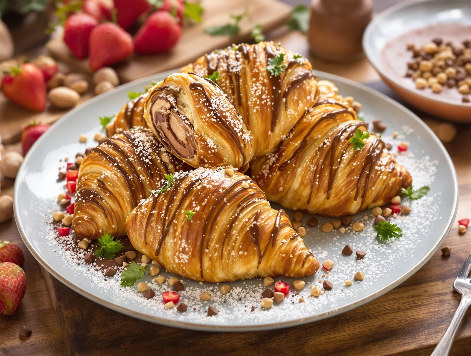 Bezlepkové croissanty s nugátovou plnkou
